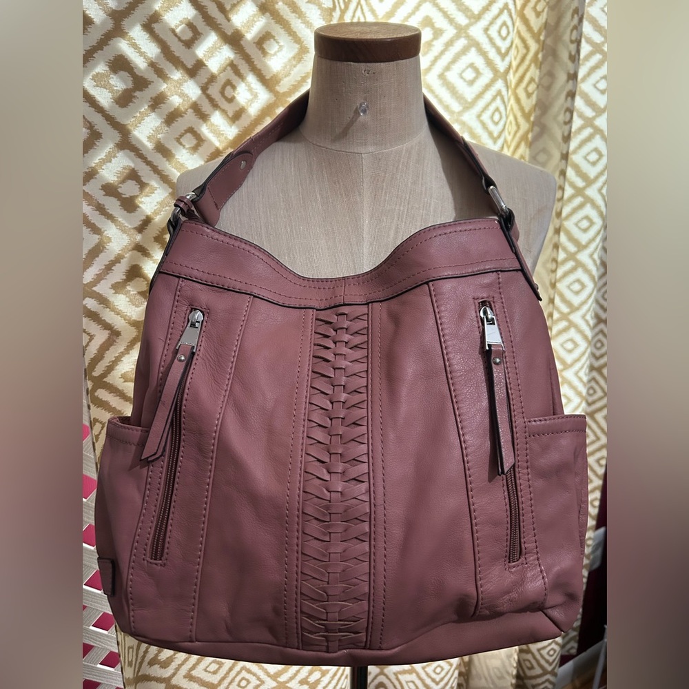 Tignanello Woven Front Shoulder Bag - Plum